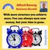 With more structure you achieve more. You can always earn new money, but your time is gone. Alfred Bossog